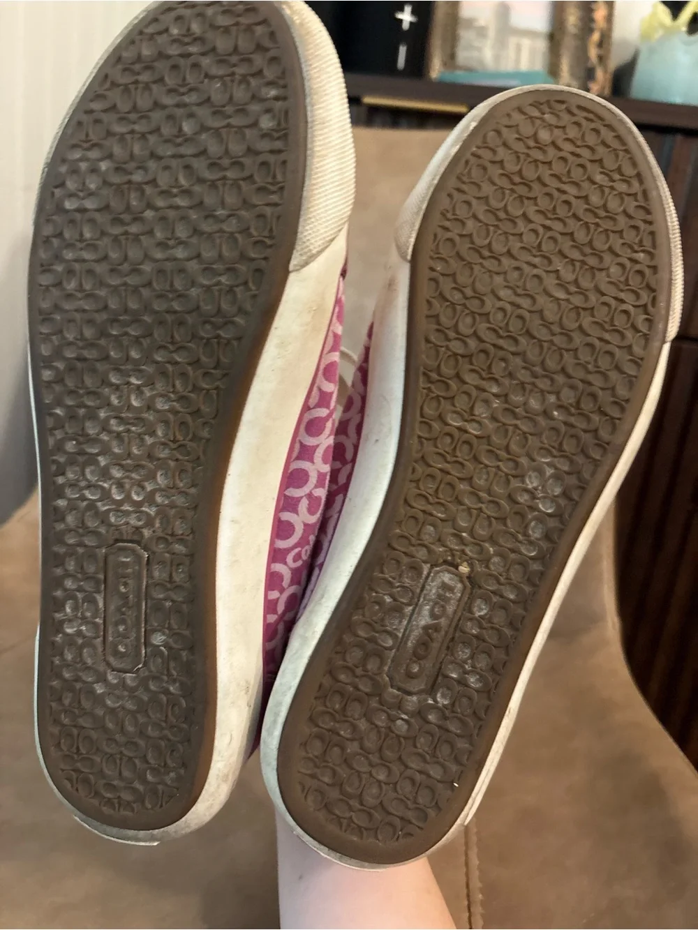 Coach pink white logo Barrett lace up shoes sneakers size 7B